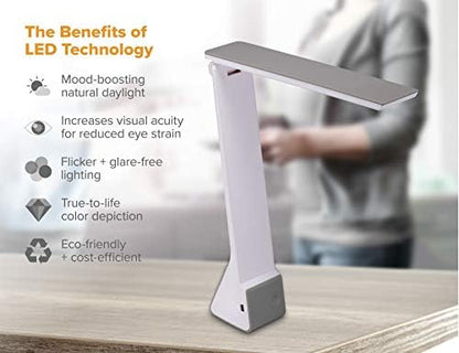Bostitch Office Rechargeable Battery Led Desk Lamp, 3 Color Temperatures, Flip Open, Gray (KT-VLED1810-GRAY)