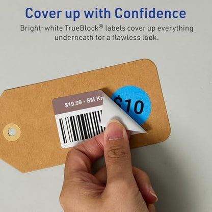 Avery TrueBlock Matte White Rectangle Labels, Sure Feed Technology, 1" x 2", 600 Matte White Labels, Print-to-The-Edge, Laser/Inkjet Printable, Great for Packaging and Product Merchandising
