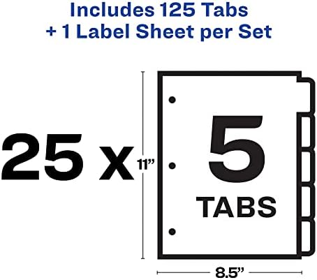 Avery Index Maker Clear Label Dividers, 5-Tab, White, 25 Sets