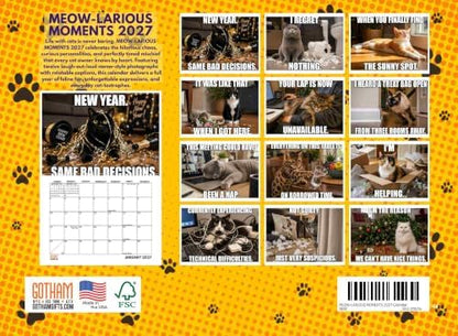 Funny Cat Calendar 2027 Cats Monthly Wall Calender 12 Month