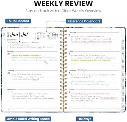 Large Planner 2026-2027, A4 (8.5" x 11") Hardcover Weekly & Monthly Planner July 2026 - June 2027 with Monthly Tabs, Academic Planner for School, Work and Office, Ocean Etching