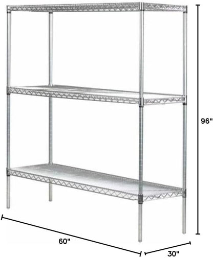 Omega 30" Deep x 60" Wide x 96" High 3 Tier Chrome Starter Shelving Unit