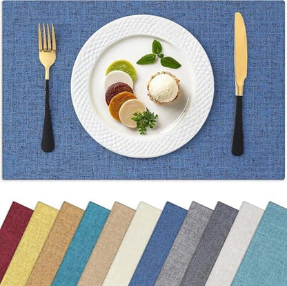 Homaxy Cloths Placemats for Dining Table Set of 12, 13" x 19", Blue