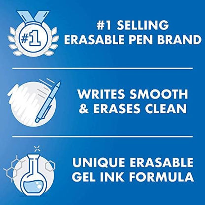 Pilot FriXion Clicker Erasable Gel Pens, Fine Point (0.7mm), Black Ink, 14-Pack - Refillable, Smooth Writing Pens for School, Journaling, and Office Use