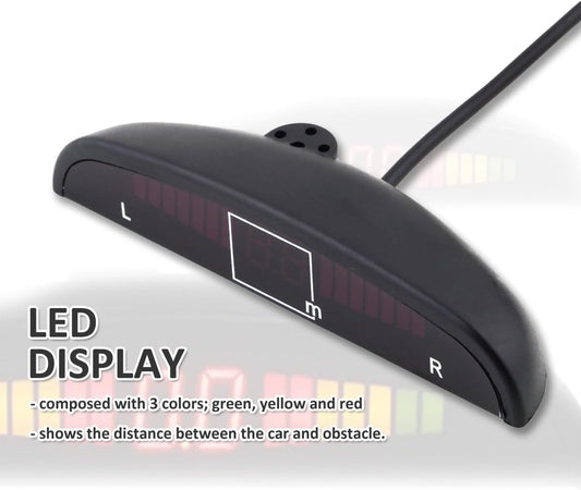 ZONETECH Car Reverse Backup Radar System - Premium Quality 4 Parking Sensors Car Reverse Backup Radar System with LED Display (50 Pack)