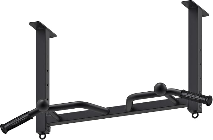 Kipika 32" Ceiling Mounted Pull Up Bar - Heavy Duty, Highly Adjustable, Multifunctional Chin Up Bar - Home Gym System with Punching Bag Hanger and Resistance Bands Training