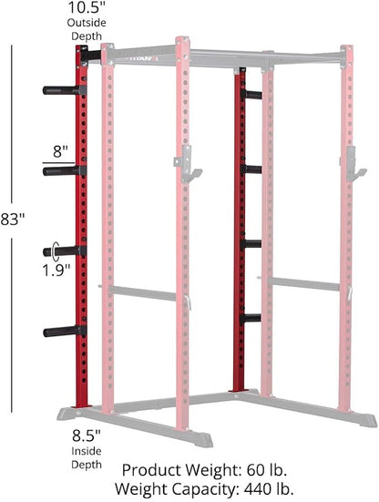 Titan Fitness T-2 Series Power Rack Extension Kit, 12-Gauge Steel Uprights, Bolt-Together Rack Expansion for Home Gym with Weight Plate Holders