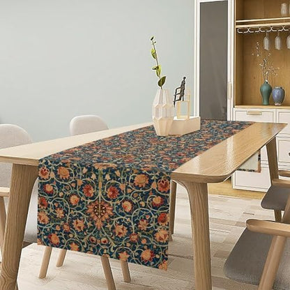 William Morris Floral Table Runner Vintage Flowers Strawberry Thief Table Runner for Dining Table Decor 13 x 70 Inch