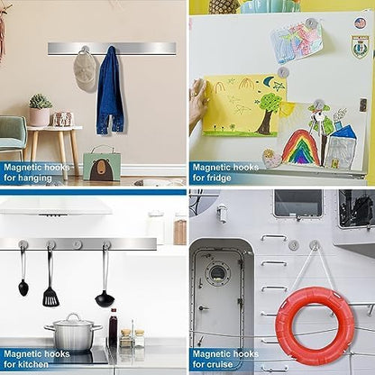 LOVIMAG Magnetic Hooks for Cruise Cabins, 40lbs Magnetic Hooks for Classroom, Strong Magnets with Hook for Hanging, Neodymium Magnet Hook for Fridge, Ceiling, Locker, Camper, Travel-25 Pcs
