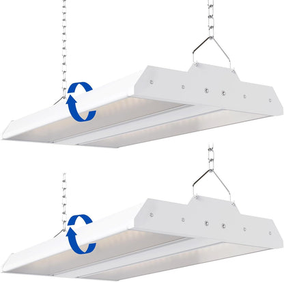 JTT LED Linear High Bay Light, 5000K Daylight 150W 21000LM Shop Light Commercial 360° Adjustable Tilt Hanging LED High Bay Shop Lighting Fixtures for Garage Warehouse Workshop Store, ETL 2-Pack