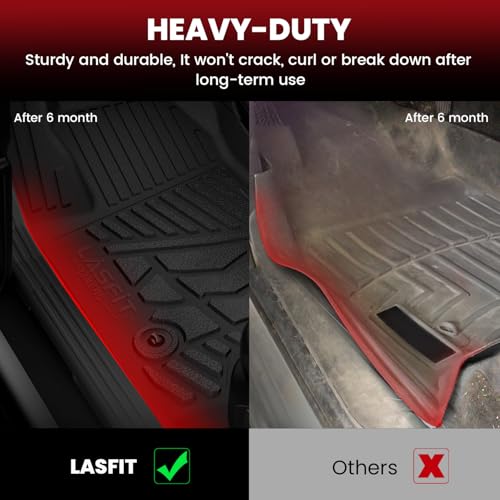 LASFIT Floor Mats 2007-2013 for Chevy Silverado/GMC Sierra 1500, 2007-2014 2500 HD 3500 HD, Gasoline only, Crew Cab, 1st Row Bucket Seat, All Weather TPE Custom Fit Car Floor Mats (2007 Only New Body) - size: Mats for 1500/2500HD/3500HD Crew Cab 2007-2013