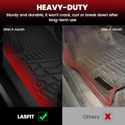 LASFIT Floor Mats 2007-2013 for Chevy Silverado/GMC Sierra 1500, 2007-2014 2500 HD 3500 HD, Gasoline only, Crew Cab, 1st Row Bucket Seat, All Weather TPE Custom Fit Car Floor Mats (2007 Only New Body) - size: Mats for 1500/2500HD/3500HD Crew Cab 2007-2013