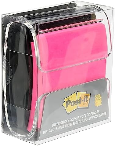 Post-it Pop-up Notes Dispenser, 3x3 in, Black Base Clear Top, Pack Includes Dispenser and a 45-Sheet Pad of Pop-up Notes (WD-330-BK) (Pack of 2)