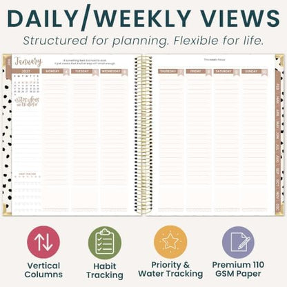 bloom daily planners 2027 Hardcover Goal & Vision Planner (January - December 2027) - Monthly & Weekly Calendar Year Agenda Organizer - 7.5" x 9" - Simply Spotted