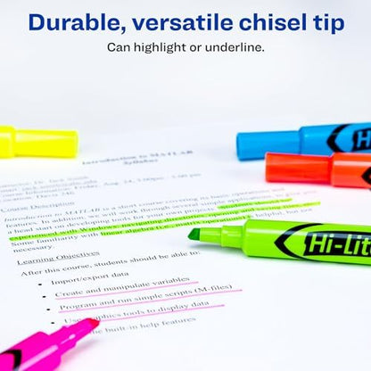 Avery Hi-Liter Desk-Style Highlighters, Smear Safe Ink, Chisel Tip is great for sketch book art, 12 Assorted Colors (98034)