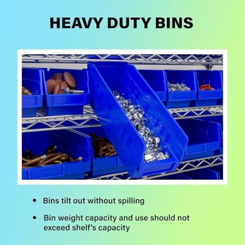 Akro-Mils 30128 Heavy Duty Plastic Shelf Bins, 18"x 4"x 4", Red, 12-Pack