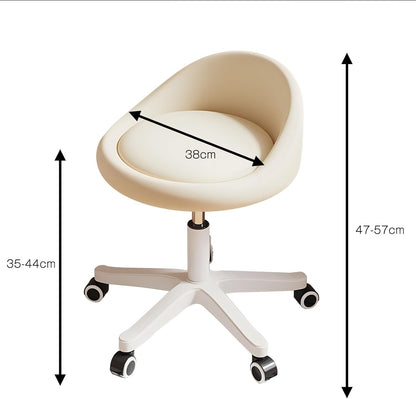 Rolling Stool Rolling Hydraulic Salon Stool with Low Backrest - Adjustable Swivel Chair for SPA, Shop, Salon, Massage, or Medical Office Beige-a