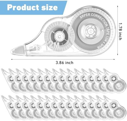 AmazingSpark 30 Pcs Correction Tape Bulk 39.4 ft White Wrong out Tear-resistant Instant Corrections Easy to Use Applicator for School, Office, Note Taking, Journal, Tape Width 0.2in (Clear)