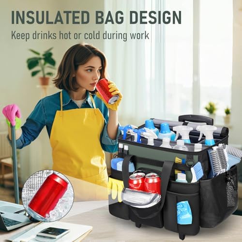 Ytonet Cleaning Caddy with Wheels, Extra Large Rolling Cleaning Caddy Bag