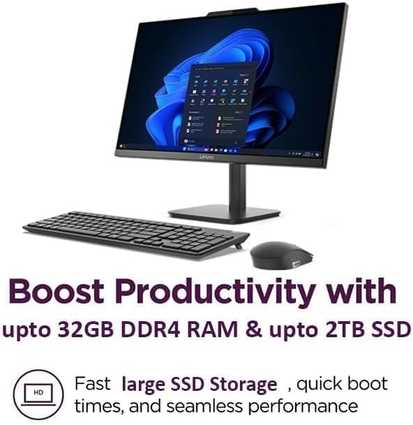 Lenovo 24" FHD All in One Desktop Computer | Intel 12th Gen Core i3 8-Core CPU | 32GB RAM, 2TB SSD | Lifetime Microsoft Office for The Web | WiFi 6, Bluetooth 5.2 | UHD Graphics