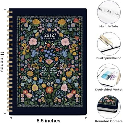 Large Planner 2026-2027, A4 (8.5" x 11") Hardcover Weekly & Monthly Planner July 2026 - June 2027 with Monthly Tabs, Academic Planner for School, Work and Office, Garden of Whimsy