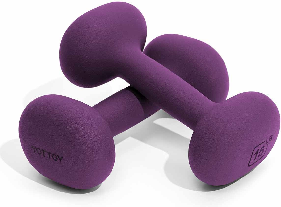 YOTTOY Weights Dumbbells Set for Women,2-15 Pound Dumbbells Set of 2, Non-Slip Hand Weights for Home Workouts, Portable Strength Training Neoprene dumbbells