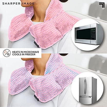 Sharper Image Heated Neck&Shoulder Wrap-Microwavable Warm&Cooling Plush Pad,Scented Aromatherapy (100% Natural Lavender_&Herb Spa Blend),Pain Tension Headache Relief Therapy,Gift for Women (Pack of 8)