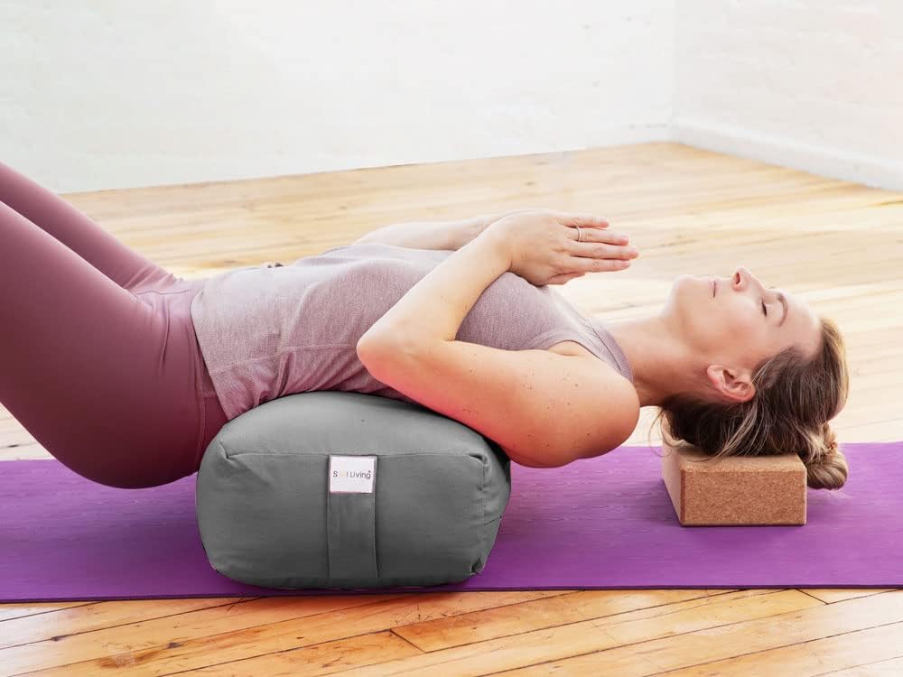 Sol Living Yoga Bolster Pillow Rectangular Meditation Cushion Cotton Meditation Accessories for Restorative Yoga Meditation Pillow Yoga Pillow Firm Body Pillow Bolster Pillow for Legs Removable Cover
