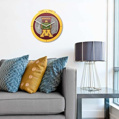 YouTheFan NCAA Minnesota Golden Gophers StadiumView 3D Wall Clock