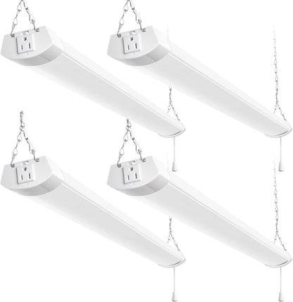 hykolity 4FT 70W LED Shop Light Linkable, 8000lm(300w Equivalent), 5000K Utility Shop Lights for Garages, Workshops, Basements, Hanging or FlushMount, with Power Cord and Pull Chain, ETL, 4 Pack