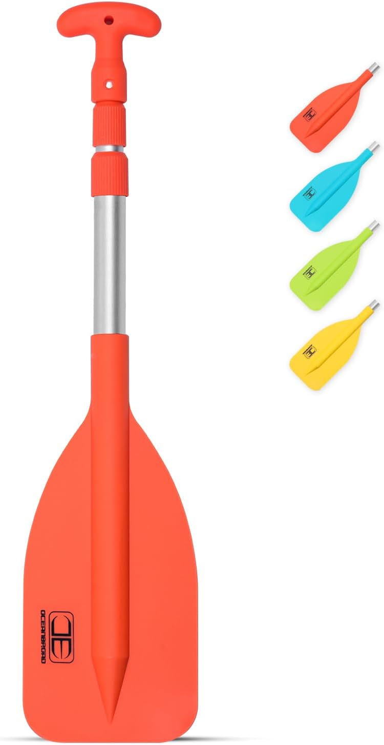 OCEANBROAD Telescoping Emergency Paddle 21''-42''（Assembling Required）/26''-54'' Aluminium Shaft for Kayaking Boating Canoeing River Tubing