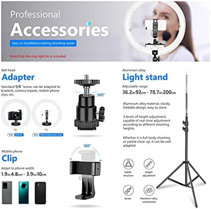 Neewer Ring Light Set [Improved Version - 1.8 cm Extremely Slim] - 18 Inches, 3200-5600K, Dimmable LED Ring Light with Lamp Base, Rotating Phone Holder, Hot Shoe Adapter