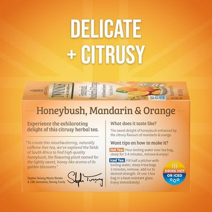 Twinings Honeybush, Mandarin & Orange Herbal Tea Bags, 20 CT Box (6 Pack)
