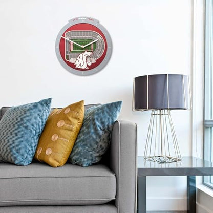 YouTheFan NCAA Washington State Cougars StadiumView 3D Wall Clock