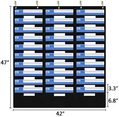 EAMAY Hanging File Folder Organizer - 30 Pockets and 5 Over the Door Hanger, Wall Mount Document Letter Organizer/ Pocket Chart Office Supplies Office Bill Organizer for Home School Classroom Planner
