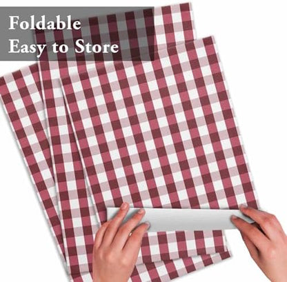 Christmas Placemats Set of 4, Rustic Burgundy White Buffalo Check Plaid Pattern Heat Resistant Washable Table Place Mats Farmhouse Table Linens Party Holiday Decor for Kitchen Dining Outdoor Indoor