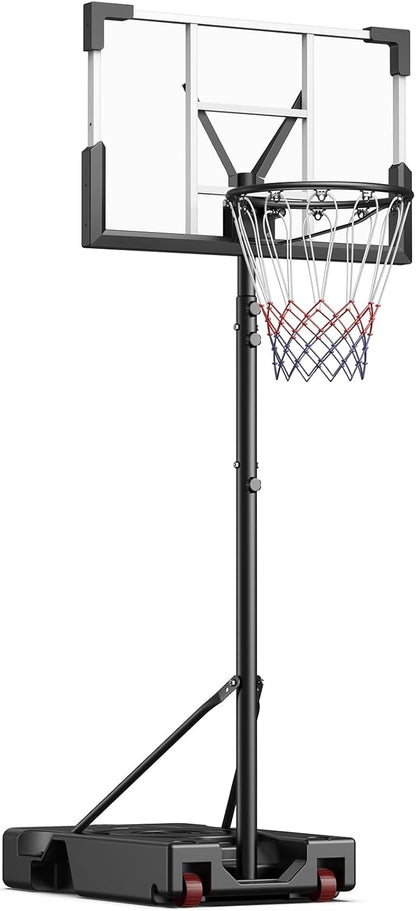 Basketball Hoop Outdoor, 10FT Adjustable Height, Portable Basketball Hoops Goal Court System w/ 45in Shatterproof Backboard for Kids Youth Adults