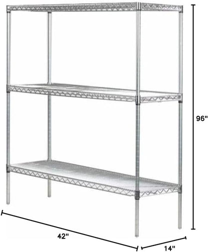 Omega 14" Deep x 42" Wide x 96" High 3 Tier Chrome Starter Shelving Unit