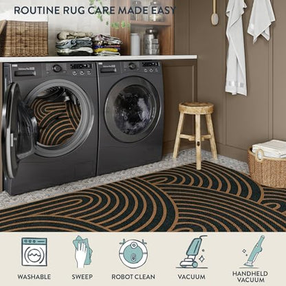 Lahome Modern Rainbow Easy Jute Front Porch Rug, 3x5 Washable Rug for Entry