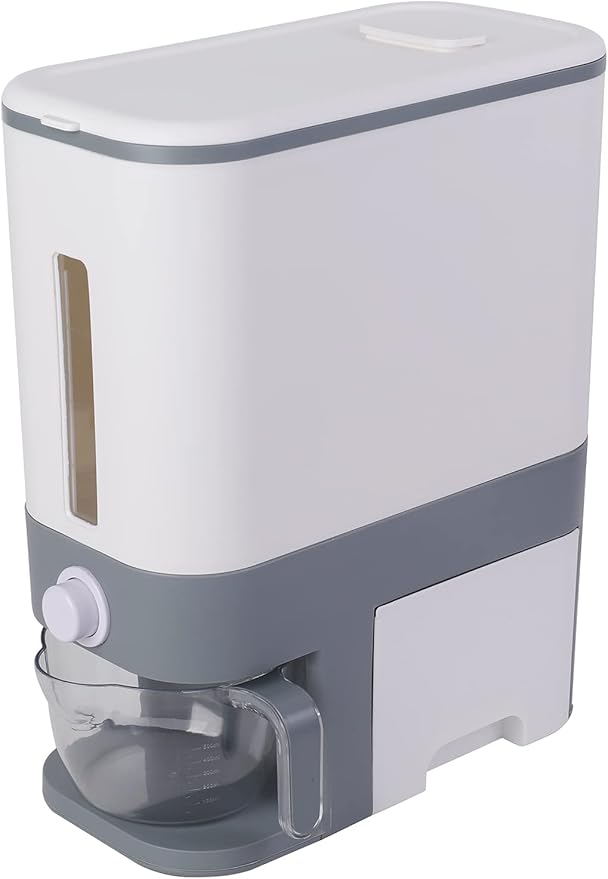 Sooyee 23 Lbs Rice Dispenser with Measuring Cup and One Drawer Food Storage Containers for Rice, Corn,Soybean & Oatmeal,Airtight, Moisture Proof