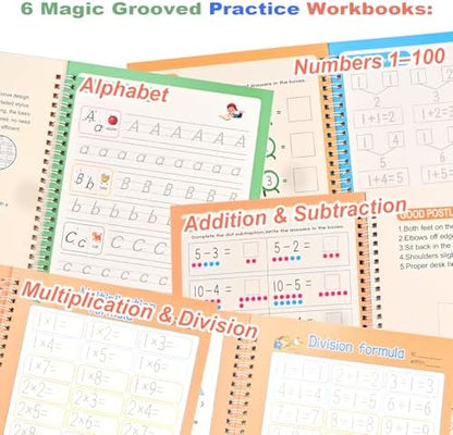 Goldge Magic Grooved Writing Practice for Kids 3-8 – 4 Handwriting Practice