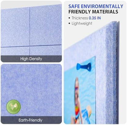 MaxGear Felt Bulletin Board 48" x 36", Light Blue Felt Wall Tile Wall Decor