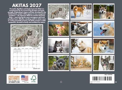 Akita Calendar 2027 Monthly Wall Calender 12 Month