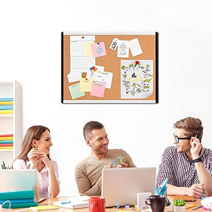 Amazon Basics Cork Bulletin Board, 17" x 23", Pin Board for Office & Home, Wall Organizer with Aluminum Frame, Lightweight, Easy to Install, 3-Pack