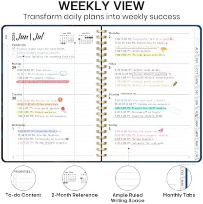 Planner 2026-2027, Weekly & Monthly Academic Calendar, Jul 2026 – Jun 2027