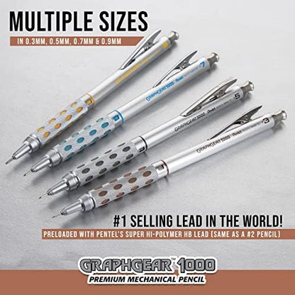 Pentel GraphGear1000 Automatic Drafting Pencil (0.9mm), Yellow Accents