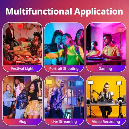 Torjim RGB Photography Video Lighting, Studio Lights with Adjustable Tripod Stand - 16 Color Lighting for Video Recording/YouTube/TikTok/Live Streaming/Make up/Vlogging
