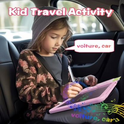 Writing Drawing Tablet with Talking Flash Cards - French Pink