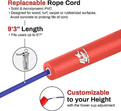 Buddy Lee Magic Speed Pro Fitness Jump Rope - | Ergonomically Designed Long Handles| Flower Cup Adjustment System| Endorsed by Jump Rope Champions | A Perfect Choice For Kids & Adults