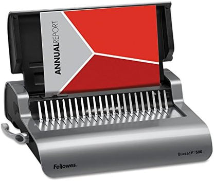 Fellowes Quasar 500 Electric Comb Binding Machine, Classroom Organization Heavy-Duty Binder, 20-Sheet Electric Punch, Includes Starter Kit (5216901)